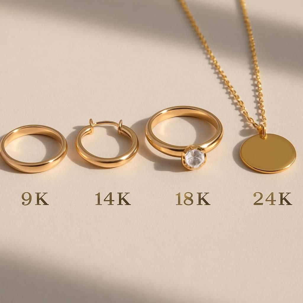découvrez les différences entre l'or 9k, 14k, 18k et 24k pour choisir le titre d'or idéal selon votre budget et vos préférences en matière de qualité et de durabilité.