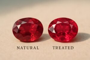 découvrez comment différencier un rubis naturel d'un rubis traité grâce à nos conseils experts et apprenez à reconnaître les caractéristiques uniques de chaque pierre précieuse.